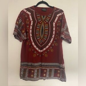 Tribal Red Patterned Women's Top